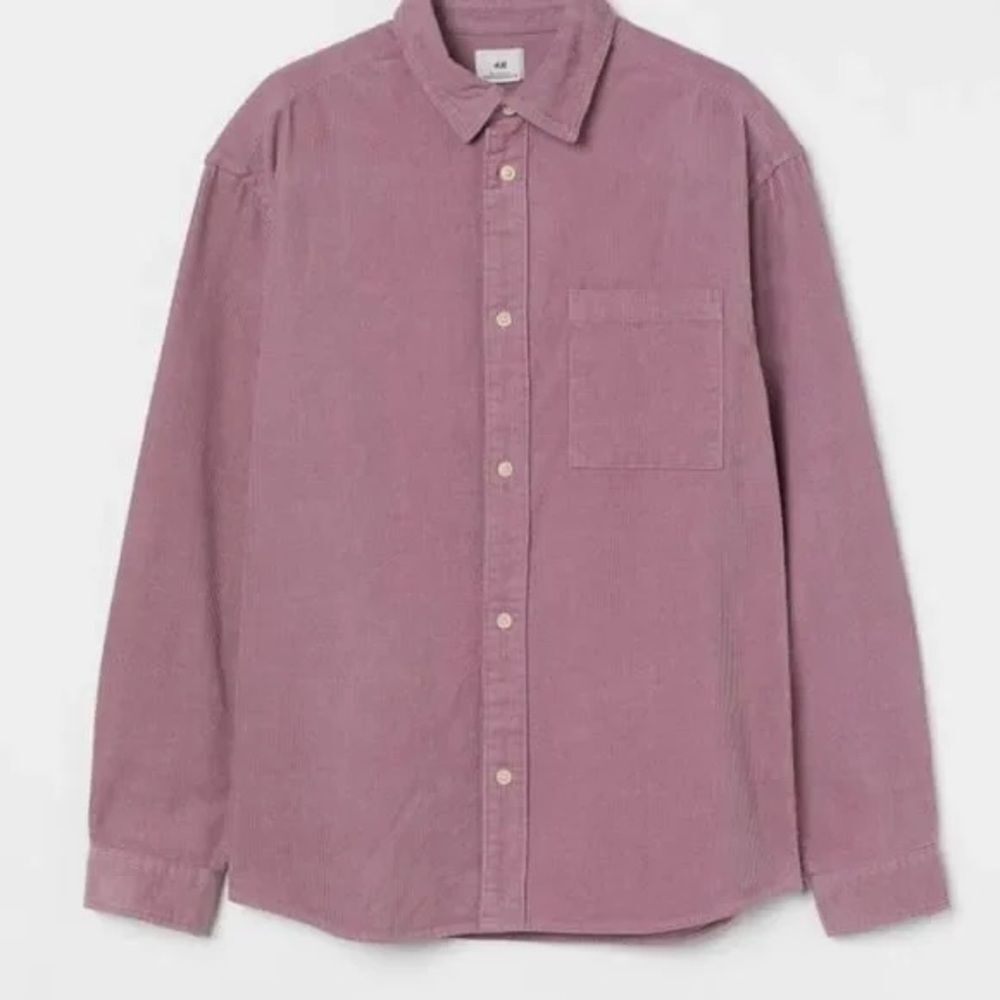 H&M Pink Lillac Cotton Corduroy Button Down Shacket Top Size XL Relaxed Fit